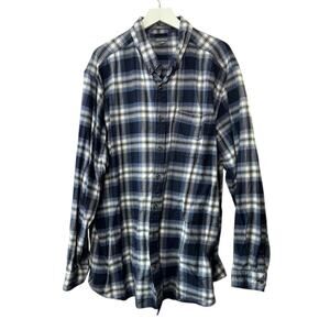 Eddie Bauer Relaxed Fit Blue Plaid Long Sleeve Flannel Shirt Men's T3XL Tall 3XL